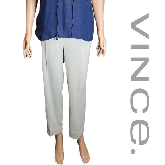 Vince Crepe Tailored Straight-Leg Pant NWT Tan Size 4 Loose threads - Picture 1 of 14